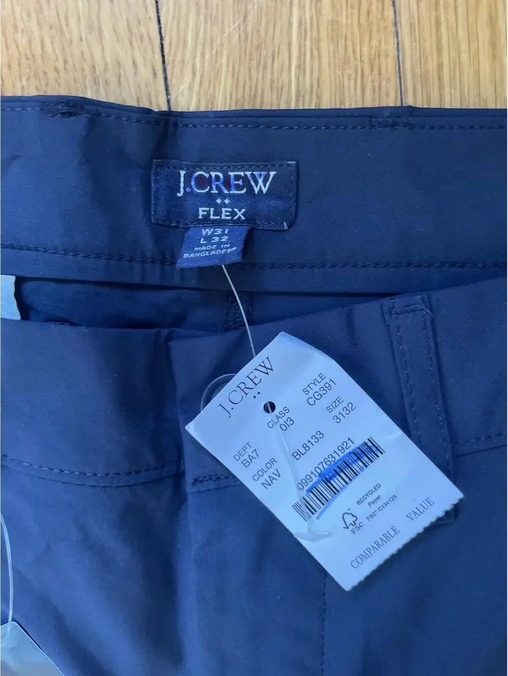 J. Crew Men's Navy Blue Slim Fit Tech Chino Pant 31x32 New With Tags Performance
